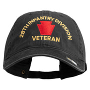 U.S. Army 28th Infantry Division Embroidered Washed Solid Pigment Dyed Cotton Twill Brass Buckle Cap - Black OSFM