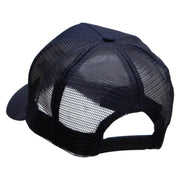 Sky Divers Embroidered 5 Panel High Profile Poly Cotton Twill Mesh Trucker Cap - Navy OSFM