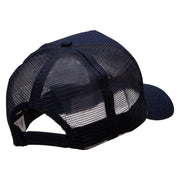 Sky Divers Embroidered 5 Panel High Profile Poly Cotton Twill Mesh Trucker Cap - Navy OSFM