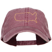 United States Outline Map Embroidered Washed Cap