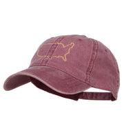 United States Outline Map Embroidered Washed Cap