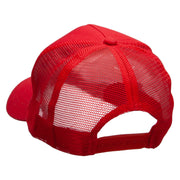 Sky Divers Embroidered 5 Panel High Profile Poly Cotton Twill Mesh Trucker Cap - Red OSFM