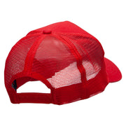 Sky Divers Embroidered 5 Panel High Profile Poly Cotton Twill Mesh Trucker Cap - Red OSFM