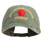 U.S. Army 28th Infantry Division Embroidered Washed Solid Pigment Dyed Cotton Twill Brass Buckle Cap - Olive OSFM