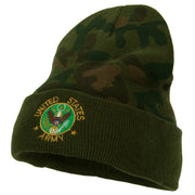 US Army Circle Symbol Embroidered Camo Long Beanie