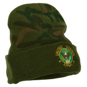 US Army Circle Symbol Embroidered Camo Long Beanie