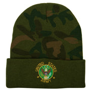 US Army Circle Symbol Embroidered Camo Long Beanie