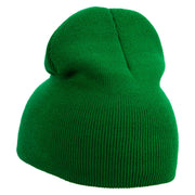 Mario Turtle Skull Embroidered 8 Inch Solid Knit Short Beanie Made in USA - Kelly-Green OSFM