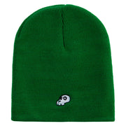 Mario Turtle Skull Embroidered 8 Inch Solid Knit Short Beanie Made in USA - Kelly-Green OSFM