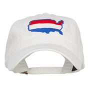 United States Map Embroidered Washed Cap