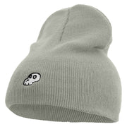 Mario Turtle Skull Embroidered 8 Inch Solid Knit Short Beanie Made in USA - Dark-Ash OSFM