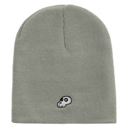 Mario Turtle Skull Embroidered 8 Inch Solid Knit Short Beanie Made in USA - Dark-Ash OSFM