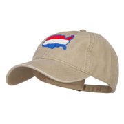 United States Map Embroidered Washed Cap