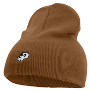 Mario Turtle Skull Embroidered 8 Inch Solid Knit Short Beanie Made in USA - Coyote-Brown OSFM