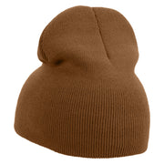 Mario Turtle Skull Embroidered 8 Inch Solid Knit Short Beanie Made in USA - Coyote-Brown OSFM