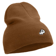 Mario Turtle Skull Embroidered 8 Inch Solid Knit Short Beanie Made in USA - Coyote-Brown OSFM