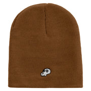 Mario Turtle Skull Embroidered 8 Inch Solid Knit Short Beanie Made in USA - Coyote-Brown OSFM