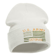 U.S. Army Veteran Embroidered Long Knitted Beanie