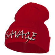 Savage Embroidered Long Knitted Beanie