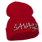 Savage Embroidered Long Knitted Beanie