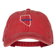 Nevada with Map Outline Embroidered Washed Cotton Twill Cap