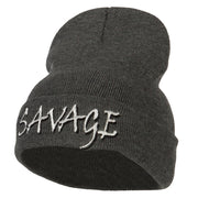 Savage Embroidered Long Knitted Beanie