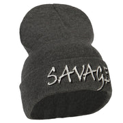 Savage Embroidered Long Knitted Beanie