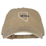 Nevada with Map Outline Embroidered Washed Cotton Twill Cap