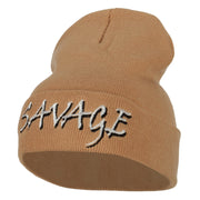 Savage Embroidered Long Knitted Beanie