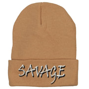 Savage Embroidered Long Knitted Beanie