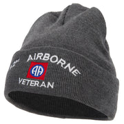 82nd Airborne Veteran Logo Embroidered 12 Inch Long Knitted Beanie