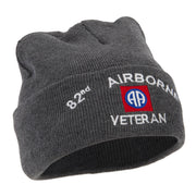 82nd Airborne Veteran Logo Embroidered 12 Inch Long Knitted Beanie