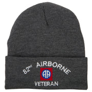 82nd Airborne Veteran Logo Embroidered 12 Inch Long Knitted Beanie