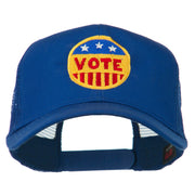 Vote Button Embroidered Mesh Back Cap