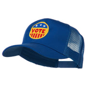 Vote Button Embroidered Mesh Back Cap