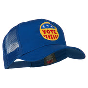 Vote Button Embroidered Mesh Back Cap