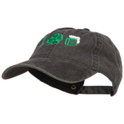 I Love Beer with Shamrock Embroidered Washed Cap