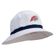 Fishing Fly Embroidered Oversized Water Repellent Brushed Golf Hat - White-Navy XL