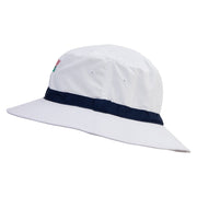 Fishing Fly Embroidered Oversized Water Repellent Brushed Golf Hat - White-Navy XL