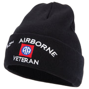 82nd Airborne Veteran Logo Embroidered 12 Inch Long Knitted Beanie