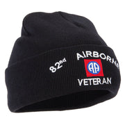 82nd Airborne Veteran Logo Embroidered 12 Inch Long Knitted Beanie