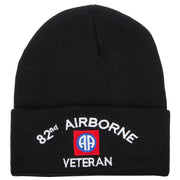 82nd Airborne Veteran Logo Embroidered 12 Inch Long Knitted Beanie