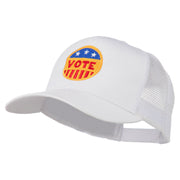 Vote Button Embroidered Mesh Back Cap