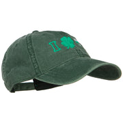 I Love Beer with Shamrock Embroidered Washed Cap