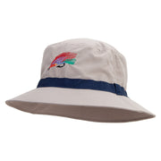 Fishing Fly Embroidered Oversized Water Repellent Brushed Golf Hat - Khaki-Navy XL