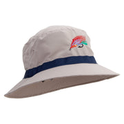 Fishing Fly Embroidered Oversized Water Repellent Brushed Golf Hat - Khaki-Navy XL