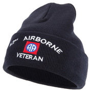 82nd Airborne Veteran Logo Embroidered 12 Inch Long Knitted Beanie