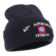 82nd Airborne Veteran Logo Embroidered 12 Inch Long Knitted Beanie