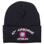 82nd Airborne Veteran Logo Embroidered 12 Inch Long Knitted Beanie