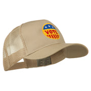 Vote Button Embroidered Mesh Back Cap